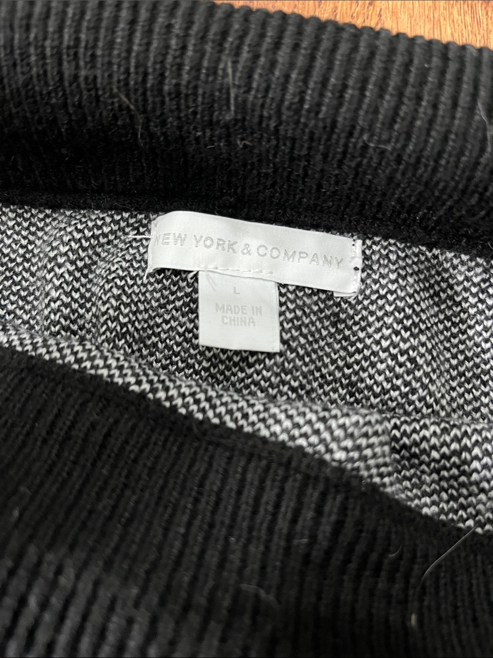 New York & Company Black & White Windowpane Knit Skirt Set with Bow Tie - Picture 5 of 7